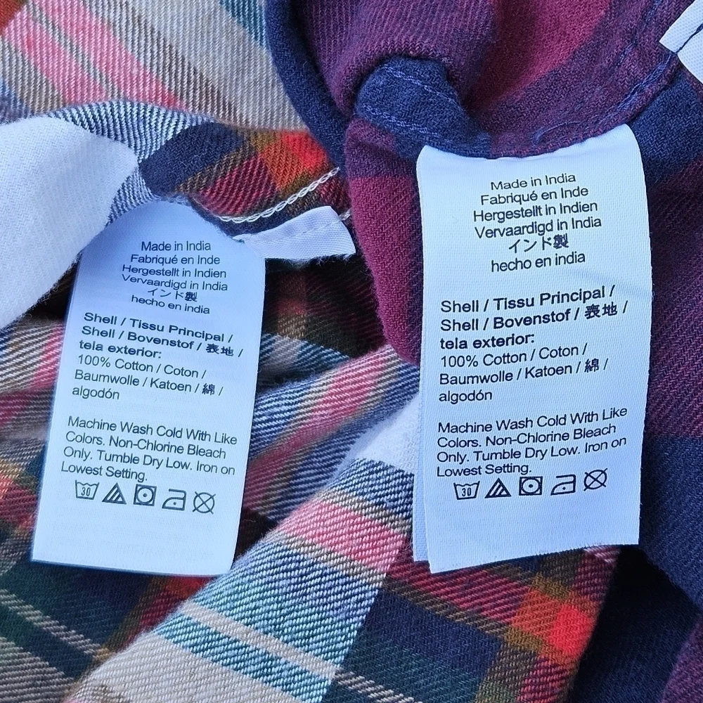 J.Crew Mercantile Classic Fit Long-Sleeve Flannel Red Plaid Shirt LOT Mens Large